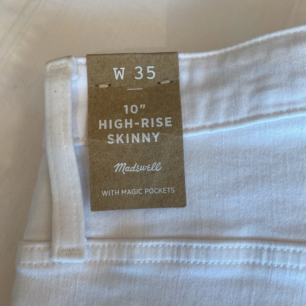 Madewell NWT pure white high rise 10” skinny jeans size 35 regular 28” inseam - Picture 5 of 12